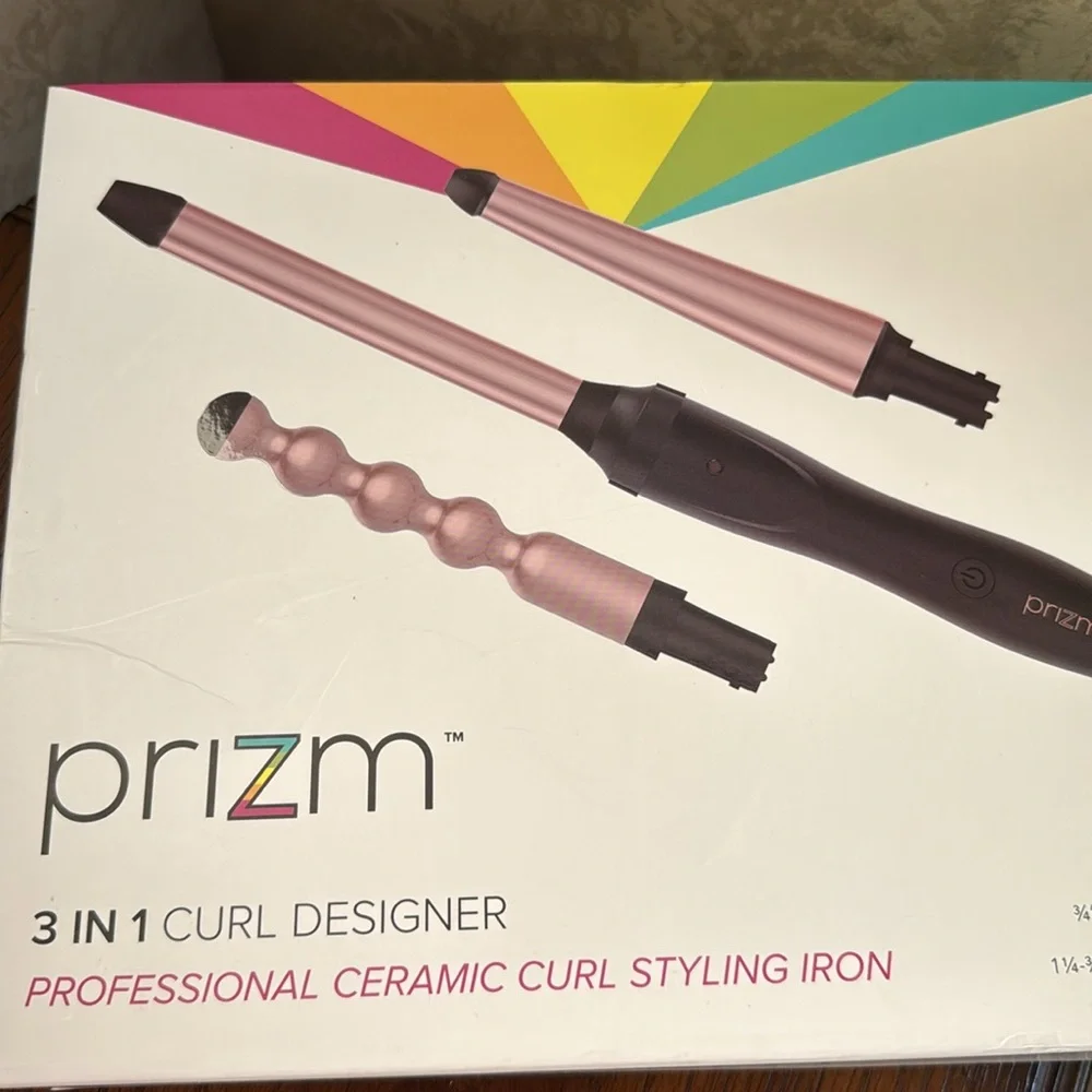 New Prizm 3 in 1 professional ceramic hair curl styling iron set.
